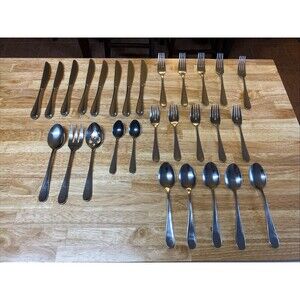 Cambridge Stainless China Flatware: Forks,Spoons,Knifes,Serving Set - 28 pieces
